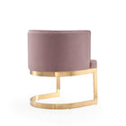 Manhattan Comfort Aura 24.4" Modern Velvet Upholstered Dining Chair - Blush and Polished Brass-Seat Height: 18.90"