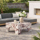 Modway Valen Indoor/Outdoor Patio Arched Concrete Coffee Table - Red Marble-Faux Stone Finish