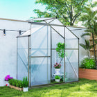 Outsunny - Serre en polycarbonate 6 pi x 8 pi avec porte coulissante-Porte coulissante permettant un accès facile à vos plantes et un entretien sans effort  
