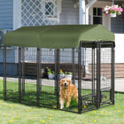 PawHut Outdoor Dog Kennel - 8' x 4' x 6' - Green-Oxford cloth cover to use in summer or on otherwise sunny days 