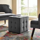 Modway Contour Tufted Cube Performance Velvet Ottoman - Grey-Durable Stain-Resistant Fabric