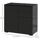 HOMCOM 31.1" L High Gloss Buffet Sideboard with 2 Drawers - Black-Adjustable shelves in the two cabinets for customized storage space