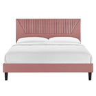 Modway Yasmine Channel Tufted Performance Velvet King Platform Bed - Dusty Rose-Tapered Black Wood Legs