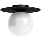 Hudson&Canal - Plafonnier encastré Amma de 30,5 cm de large avec abat-jour en verre - Bronze noirci/blanc-Design transitionnel moderne pour votre entrée, votre foyer ou votre cuisine