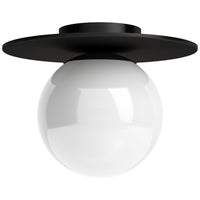 Hudson&Canal - Plafonnier encastré Amma de 30,5 cm de large avec abat-jour en verre - Bronze noirci/blanc-Design transitionnel moderne pour votre entrée, votre foyer ou votre cuisine