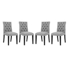 Modway Duchess Fabric Dining Chair - Light Grey - 4 Pack-Dense Foam Padding for Comfort