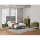 Manhattan Comfort DUMBO Modern Nightstand, Dresser Set and 5-Drawer Tall Dresser Set - Olive Green-Includes 9 Full Extension Drawers Designed in Vertical Textured Ribbed Lines.