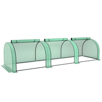 Outsunny 11.5' x 3' x 2.6' PE Mini Tunnel Greenhouse with Steel Frame & Zipped Doors- Backyard greenhouse with high-quality steel tube and PE cover     
 