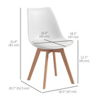 HOMCOM - Chaises de salle à manger modernes avec coussin en cuir PU et cadre en bois - blanc - lot de 4-Structure en bois d'hévéa avec finition peinte pour une construction solide et robuste 