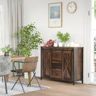 HOMCOM Industrial 39.25" L Buffet Cabinet - Rustic Brown-Two sliding doors are friendly to use