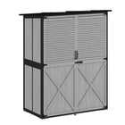 Outsunny - Meuble de rangement d'extérieur en bois avec 2 étagères - Gris-Le bois massif verni et la structure en acier thermolaqué garantissent une grande durabilité 
