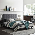 Modway Melanie Tufted Button Upholstered Performance Velvet Twin Platform Bed - Grey-Velvet Polyester Upholstery