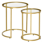 HOMCOM - Tables basses gigognes avec base en métal - or - ensemble de 2-Le design moderne avec une base en métal et un plateau transparent s'adapte facilement à tout style de maison 