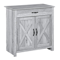 HOMCOM Farmhouse 31.5" L Sideboard Buffet Cabinet with Storage - Grey-The surface of this sideboard delivers a rustic style