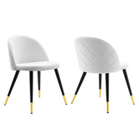 Modway Cordial Performance Velvet Dining Chairs - White - 2 Pack-Glam Deco Dining Side Chairs