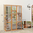 PawHut 99" H Outdoor Catio Enclosure with 6 Jumping Platforms - Orange-Features six jumping platforms, two ramps and a scratching post for active play 