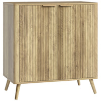 HOMCOM 30.3" L Fluted Sideboard Buffet Cabinet with Storage - Oak-Wavy fluted fronts and rounded edges enhance aesthetic appeal