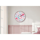 Monarch Specialties 9102 18" Round Juvenile Wall Clock - Multi-Coloured Face/Pink Frame-The large numeric display ensures accurate timekeeping at a glance, perfect for kids learning to tell time and brightening up their room with style
