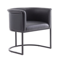 Manhattan Comfort - Chaise de salle à manger Cosmopolitan 24 po style milieu du siècle moderne, rembourrée en similicuir - Noir-Chaise de salle à manger moderne parfaite pour la salle à manger et comme accent dans le salon