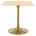 Modway Lippa 28" Square Wood Dining Table - Gold Natural-Modern Dining Table
