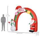 HOMCOM 9' Inflatable Archway with Santa Christmas Decoration-Includes six stakes, two drawstrings, and four sandbags to keep it anchored on windy nights 