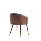 Manhattan Comfort Reeva 23.23" Modern Leatherette Upholstered Dining Chair - Walnut and Graphite Grey-Weight Capacity: 300 lb. Seat Height: 19.5"