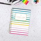 Emily Ley Simplified 2026-27 Weekly/Monthly Planner - 8 ½" x 6" - Happy Stripe - Bilingual-Twin gold coil binding resists snagging and lays flat for ease of use.