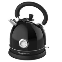 Frigidaire - Bouilloire électrique rétro en acier inoxydable - 1,8 L - Noir-Une jauge de température précise indique la température correcte de l'eau pour fournir la tasse de thé ou de café idéale