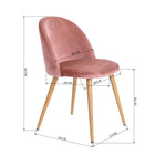 Furniture R – Chaise de salle à manger en velours, rose, paq./2-Pattes droites en métal tubulaire et les pieds de la chaise sont dotés d'un protecteur de sol en caoutchouc souple pour les sols sensibles