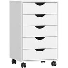 HOMCOM Filing Cabinet with 5 Wheels & Storage Organizer - White-Large storage capacity with 5 drawers
