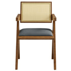Modway - Thera Canne en cuir végane Fauteuils de salle à manger Ensemble de 2 - Noir noyer-9