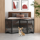 PawHut 80" Extra Wide Freestanding Pet Gate with Support Feet - Black-Great for doorways, halls, bedrooms and staircases 