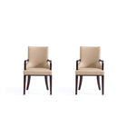 Manhattan Comfort - Lot de 2 fauteuils de salle à manger modernes Shubert 57 cm, revêtement en similicuir et velours, coloris beige-Fauteuil de salle à manger moderne pour salle à manger et usage de travail lot de 2