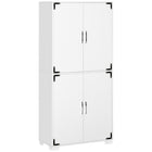 HOMCOM 63" H Rustic Style Storage Cabinet with 4 Shelves - White-Farmhouse style inspired piece of furniture makes a distinct statement in any setting 