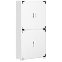 HOMCOM 63" H Rustic Style Storage Cabinet with 4 Shelves - White-Farmhouse style inspired piece of furniture makes a distinct statement in any setting 