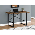 Monarch Specialties 7655 48" Computer Desk - Walnut/Black Metal-Robust metal legs in a black finish are incorporated into the desktop for an interesting visual effect