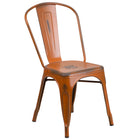 Flash Furniture – Chaise empilable en métal vieilli pour l’intérieur, orange (ET3534OR)-Capacité de poids de 500 lb