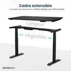 MotionGrey - Bureau assis-debout électrique à double moteur, réglable en hauteur, 165 po de largeur - Cadre noir-Moteurs doubles Bosch fabriqués en Allemagne - Nos moteurs Bosch haut de gamme offrent une capacité de charge et une vitesse de déplacement supérieures aux normes de l’industrie, tout en respectant des critères élevés d’efficacité énergétique. Pour garantir une qualité optimale, chaque moteur est soumis à un processus d’inspection complet en 6 étapes