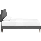 Modway Corene Fabric Twin Platform Bed with Squared Tapered Legs - Grey-Center Rail with Support Two Legs