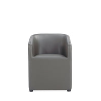 Manhattan Comfort - Fauteuil de salle à manger moderne Anna rond 59 cm, revêtement en similicuir, avec accoudoirs - étain-Chaise de salle à manger moderne pour salle à manger et usage de travail
