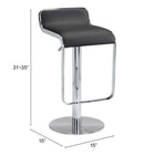 Zuo Equino Barstool - Black-3 year limited warranty