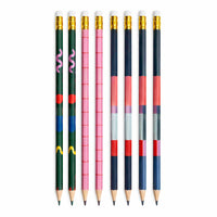 General Supply Goods + Co Graphic Pencils - Assorted Designs - 8 Pack-Wood Barrel