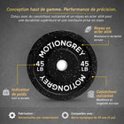 MotionGrey - Disques de musculation premium - Disques olympiques pour barre d’haltérophilie - 45 lb - Noir - Lot de 2-Compatibilité trou central 2 po : Compatible avec la plupart des barres olympiques et poignées d’haltères pour une utilisation polyvalente