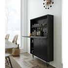 Nexera Slim Bar Cabinet - Secretary Bookcase Desk With Storage - Black-7