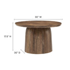 Modway Holloway 30" Round Wood Coffee Table - Walnut-Kiln-Dried Solid Mango Wood Construction