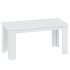 HOMCOM 63" Modern Dining Table with Wood Effect - White-Sleek melamine-faced wood grain finish with light water resistance for daily use