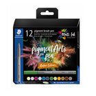 Staedtler Pigment Arts Brush Pen - Nature Colours - 12 Pack-Colour stays true on a wide range of surfaces, even after long exposure to light
