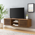 Modway Render 60" Wall-Mount Media Console TV Stand - Walnut-Smooth Wood Grain Laminate