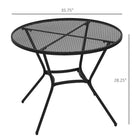 Outsunny Outdoor Patio 35" Round Steel Dining Table with Mesh Tabletop - Black-Adjustable foot pads for a stable standing on uneven ground 