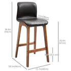 HOMCOM Counter Height Bar Stools with PU Leather - Dark Brown - 2 Pack-Slightly curved seats for a relaxed look, filled with foam for comfort
